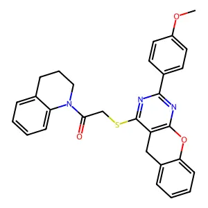1-(3,4-dihydro-2H-quinolin-1-yl)-2-[[2-(4-methoxyphenyl)-5H-chromeno[2,3-d]pyrimidin-4-yl]sulfanyl]ethanone structure