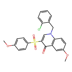 1-[(2-chlorophenyl)methyl]-6-methoxy-3-(4-methoxyphenyl)sulfonylquinolin-4-one structure