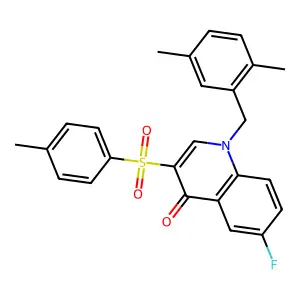 1-[(2,5-dimethylphenyl)methyl]-6-fluoro-3-(4-methylphenyl)sulfonylquinolin-4-one structure
