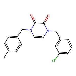 1-[(3-chlorophenyl)methyl]-4-[(4-methylphenyl)methyl]pyrazine-2,3-dione structure