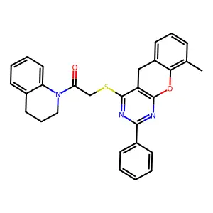 1-(3,4-dihydro-2H-quinolin-1-yl)-2-[(9-methyl-2-phenyl-5H-chromeno[2,3-d]pyrimidin-4-yl)sulfanyl]ethanone structure