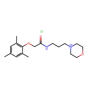 N-(3-morpholin-4-ium-4-ylpropyl)-2-(2,4,6-trimethylphenoxy)acetamide chloride structure