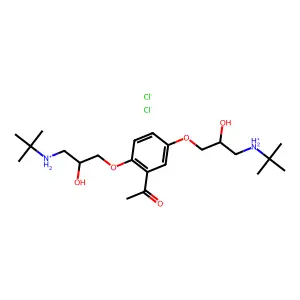 Ethanone, 1-(2,5-bis(3-((1,1-dimethylethyl)amino)-2-hydroxypropoxy)phenyl)-, dihydrochloride structure