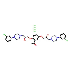 1-[2,5-bis[3-[4-(3-chlorophenyl)piperazin-1-yl]-2-hydroxypropoxy]phenyl]ethanone;tetrahydrochloride structure