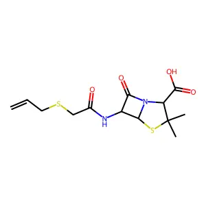 (2S,5R,6R)-3,3-dimethyl-7-oxo-6-[(2-prop-2-enylsulfanylacetyl)amino]-4-thia-1-azabicyclo[3.2.0]heptane-2-carboxylic acid structure