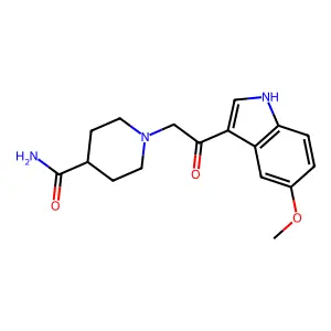 1-[2-(5-methoxy-1H-indol-3-yl)-2-oxoethyl]piperidine-4-carboxamide structure