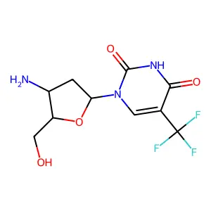 1-[(2R,4S,5S)-4-amino-5-(hydroxymethyl)oxolan-2-yl]-5-(trifluoromethyl)pyrimidine-2,4-dione structure