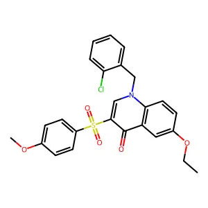 1-[(2-chlorophenyl)methyl]-6-ethoxy-3-(4-methoxyphenyl)sulfonylquinolin-4-one structure