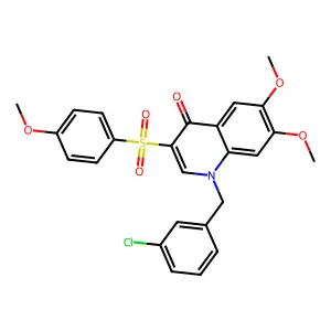 1-[(3-chlorophenyl)methyl]-6,7-dimethoxy-3-(4-methoxyphenyl)sulfonylquinolin-4-one structure