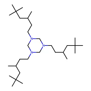 1,3,5-tris(3,5,5-trimethylhexyl)-1,3,5-triazinane structure