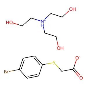 2-(4-bromophenyl)sulfanylacetatetris(2-hydroxyethyl)azanium structure