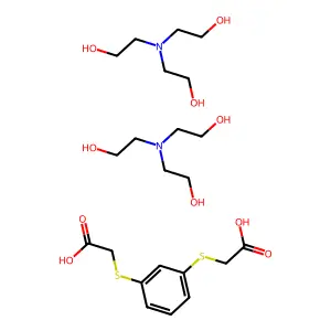 bis(2-[bis(2-hydroxyethyl)amino]ethanol)2-[3-(carboxymethylsulfanyl)phenyl]sulfanylacetic acid structure
