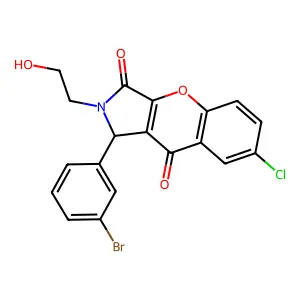 1-(3-bromophenyl)-7-chloro-2-(2-hydroxyethyl)-1,2-dihydrochromeno[2,3-c]pyrrole-3,9-dione structure