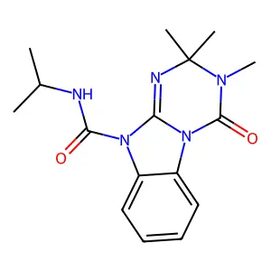 1,3,5-Triazino(1,2-a)benzimidazole-10(2H)-carboxamide,3,4-dihydro-2,2,3-trimethyl-N-(1-methylethyl)-4-oxo- structure