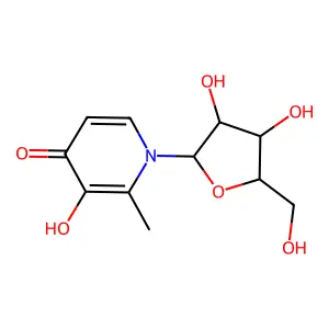 1-[3,4-dihydroxy-5-(hydroxymethyl)oxolan-2-yl]-3-hydroxy-2-methylpyridin-4-one structure