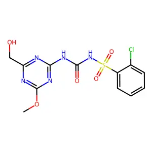 1-(2-chlorophenyl)sulfonyl-3-[4-(hydroxymethyl)-6-methoxy-1,3,5-triazin-2-yl]urea structure