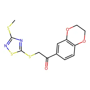 1-(2,3-dihydro-1,4-benzodioxin-6-yl)-2-[(3-methylsulfanyl-1,2,4-thiadiazol-5-yl)sulfanyl]ethanone structure