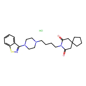 8-(4-(4-(1,2-benzisothiazol-3-yl)-1-piperazinyl)butyl)-8-azaspiro(4.5)decane-7,9-dione hydrochloride structure