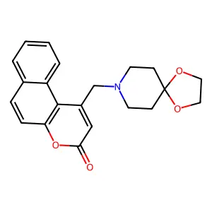 1-(1,4-dioxa-8-azaspiro[4.5]decan-8-ylmethyl)benzo[f]chromen-3-one structure