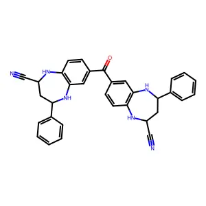 7-(2-cyano-4-phenyl-2,3,4,5-tetrahydro-1H-1,5-benzodiazepine-7-carbonyl)-4-phenyl-2,3,4,5-tetrahydro-1H-1,5-benzodiazepine-2-carbonitrile structure