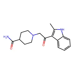 1-[2-(2-methyl-1H-indol-3-yl)-2-oxoethyl]piperidine-4-carboxamide structure