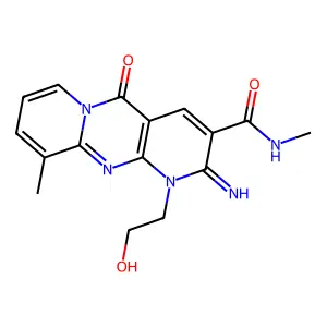 [1-(2-hydroxyethyl)-2-imino-10-methyl-5-oxo(1,6-dihydropyridino[2,3-d]pyridino [1,2-a]pyrimidin-3-yl)]-N-methylcarboxamide structure