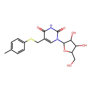 1-[3,4-dihydroxy-5-(hydroxymethyl)oxolan-2-yl]-5-[(4-methylphenyl)sulfanylmethyl]pyrimidine-2,4-dione structure