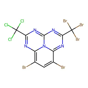 10,12-dibromo-3-(tribromomethyl)-7-(trichloromethyl)-2,4,6,8,13-pentazatricyclo[7.3.1.05,13]trideca-1,3,5,7,9,11-hexaene structure