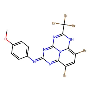 10,12-dibromo-N-(4-methoxyphenyl)-7-(tribromomethyl)-2,4,6,8,13-pentazatricyclo[7.3.1.05,13]trideca-1,4,6,9,11-pentaen-3-imine structure