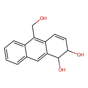 10-(hydroxymethyl)-1,2-dihydroanthracene-1,2-diol structure