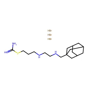 S-(N-(N-(Adamantyl-1-methyl)-2-aminoethyl)-3-aminopropyl)isothiouronium trihydrobromide structure