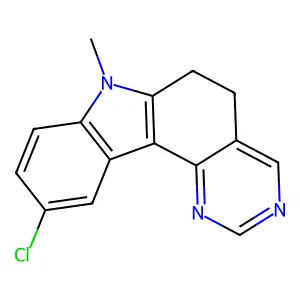 10-chloro-7-methyl-5,6-dihydropyrimido[5,4-c]carbazole structure