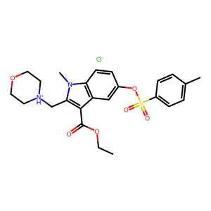 ethyl 1-methyl-5-(4-methylphenyl)sulfonyloxy-2-(morpholin-4-ium-4-ylmethyl)indole-3-carboxylate chloride structure