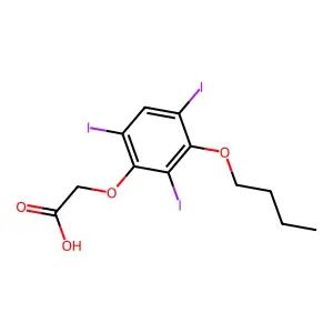 (3-Butoxy-2,4,6-triiodophenoxy)acetic acid structure