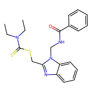 Carbamodithioic acid, diethyl-, (1-((benzoylamino)methyl)-1H-benzimidazol-2-yl)methyl ester structure