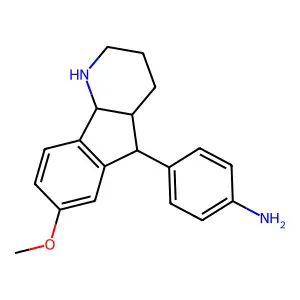 Benzenamine, 4-(2,3,4,4a,5,9b-hexahydro-7-methoxy-1H-indeno(1,2-b)pyridin-5-yl)-, (4a-alpha,5-alpha,9b-alpha)- structure