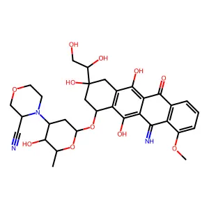 10-((3-((S)-3-Cyano-4-morpholinyl)-2,3,6-trideoxy-alpha-L-lyxo-hexopyranosyl)oxy)-8-(1,2-dihydroxyethyl)-7,9,10,12-tetrahydro-6,8,11-trihydroxy-12-imino-1-methoxy-5(8H)-naphthacenone structure