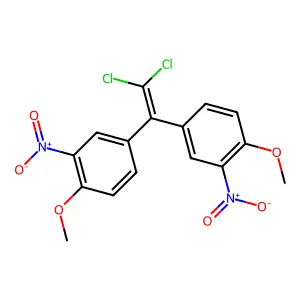 1,1'-(2,2-dichloroethene-1,1-diyl)bis(4-methoxy-3-nitrobenzene) structure