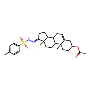 [10,13-dimethyl-17-[(4-methylphenyl)sulfonylhydrazinylidene]-1,2,3,4,7,8,9,11,12,14,15,16-dodecahydrocyclopenta[a]phenanthren-3-yl] acetate structure
