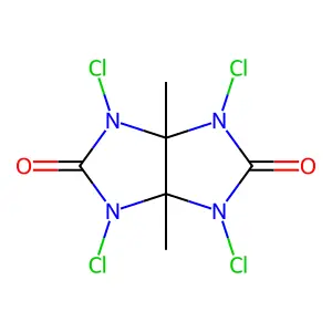 1,3,4,6-tetrachloro-3a,6a-dimethylimidazo[4,5-d]imidazole-2,5-dione structure