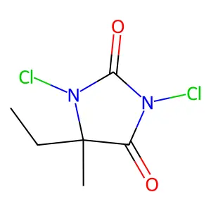 1,3-dichloro-5-ethyl-5-methylimidazolidine-2,4-dione structure