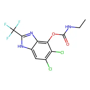 CARBAMIC ACID, ETHYL-, 5,6-DICHLORO-2-(TRIFLUOROMETHYL)-4-BENZIMIDAZOLYL ESTER structure