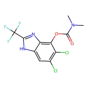 [5,6-dichloro-2-(trifluoromethyl)-1H-benzimidazol-4-yl] N,N-dimethylcarbamate structure
