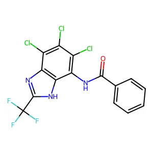 BENZAMIDE, N-(5,6,7-TRICHLORO-2-(TRIFLUOROMETHYL)-4-BENZIMIDAZOLYL)- structure