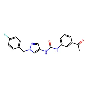 1-(3-acetylphenyl)-3-[1-[(4-fluorophenyl)methyl]pyrazol-4-yl]urea structure
