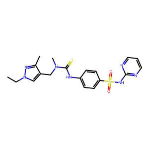 1-[(1-ethyl-3-methylpyrazol-4-yl)methyl]-1-methyl-3-[4-(pyrimidin-2-ylsulfamoyl)phenyl]thiourea structure