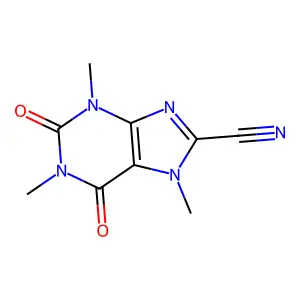 1,3,7-trimethyl-2,6-dioxopurine-8-carbonitrile structure