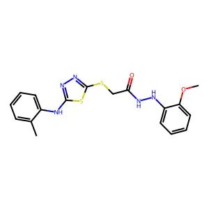 N'-(2-methoxyphenyl)-2-[[5-(2-methylanilino)-1,3,4-thiadiazol-2-yl]sulfanyl]acetohydrazide structure