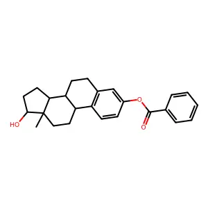 (17-hydroxy-13-methyl-6,7,8,9,11,12,14,15,16,17-decahydrocyclopenta[a]phenanthren-3-yl) benzoate structure
