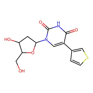 1-[(2R,4S,5R)-4-hydroxy-5-(hydroxymethyl)oxolan-2-yl]-5-thiophen-3-ylpyrimidine-2,4-dione structure
